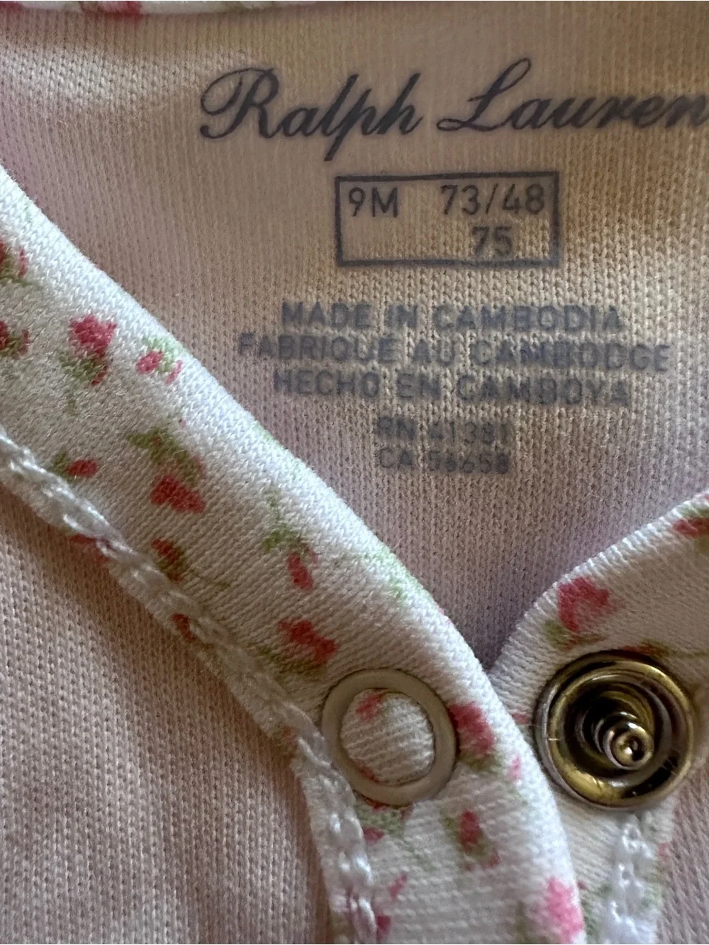 Ralph Lauren baby girl pink floral onesie nwt, size 9M